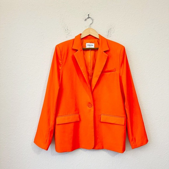 ROMEE STRIJDd x NA-KD One-Button Oversized Blazer in Orange - Picture 1 of 14
